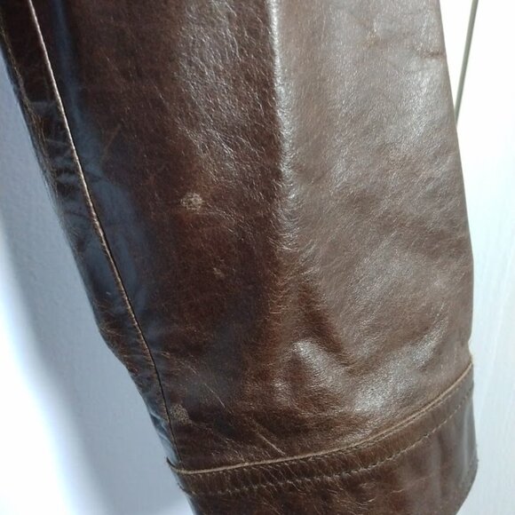 Hugo Buscati Leather Trucker Jacket Vintage Retro 70s Sz Med* Brown Snaps Lined - Picture 12 of 16